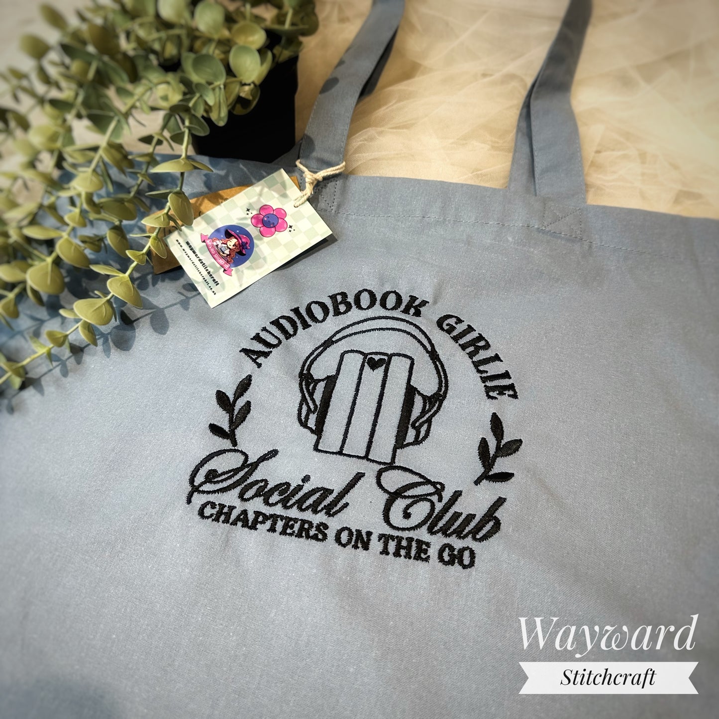 Audiobook Babe Embroidered Tote Bag