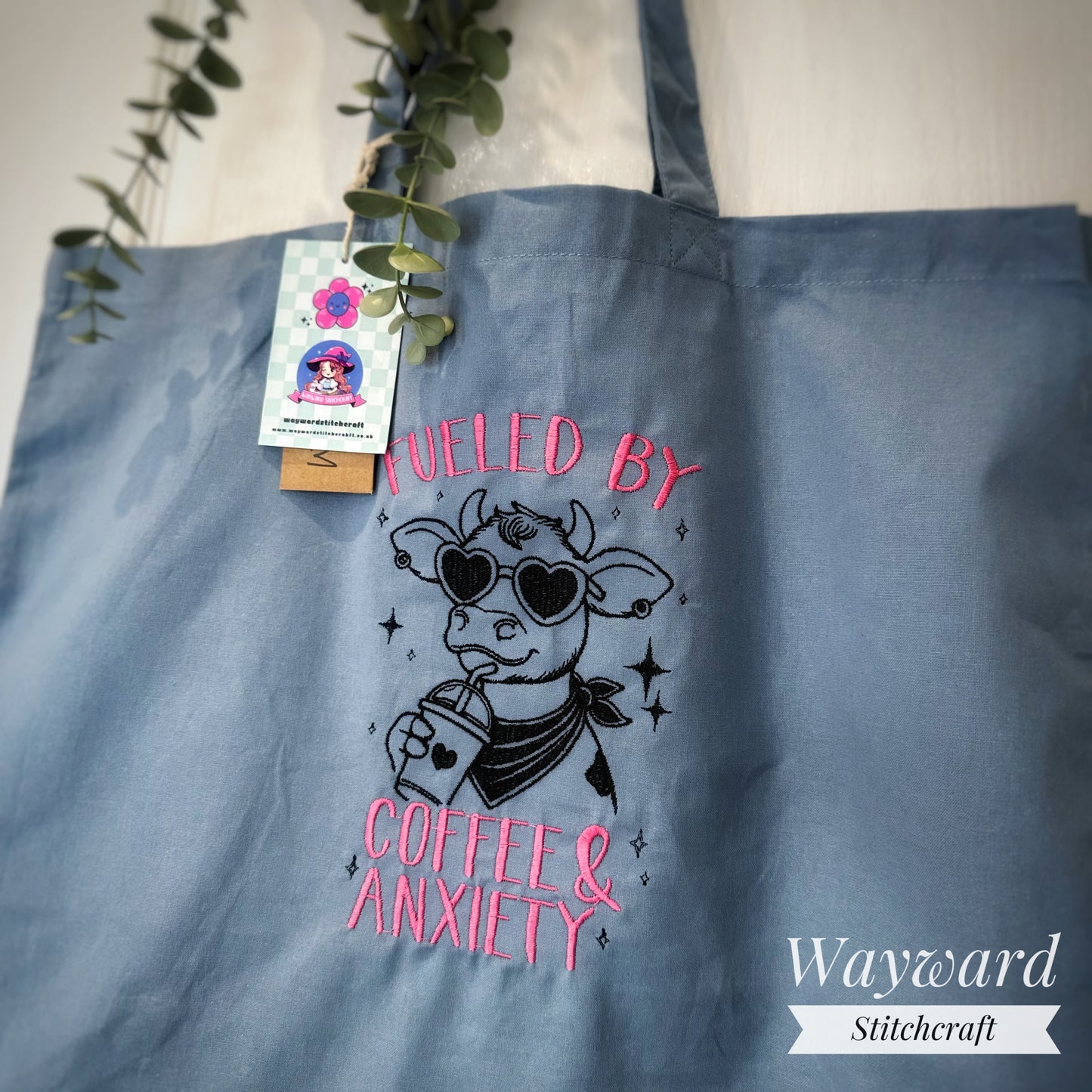 Coffee & Anxiety Embroidered Tote Bag