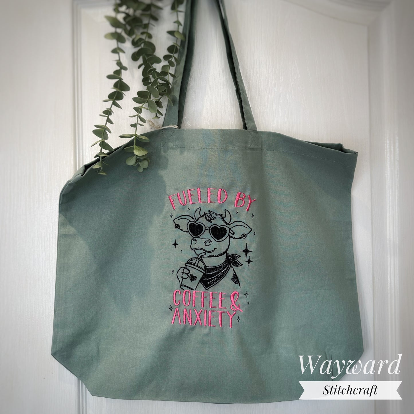 Coffee & Anxiety Embroidered Tote Bag