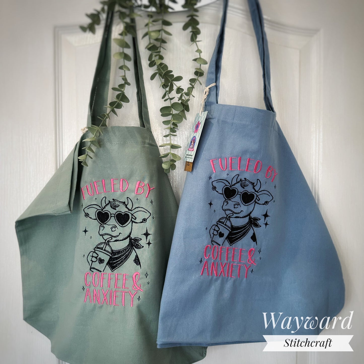 Coffee & Anxiety Embroidered Tote Bag