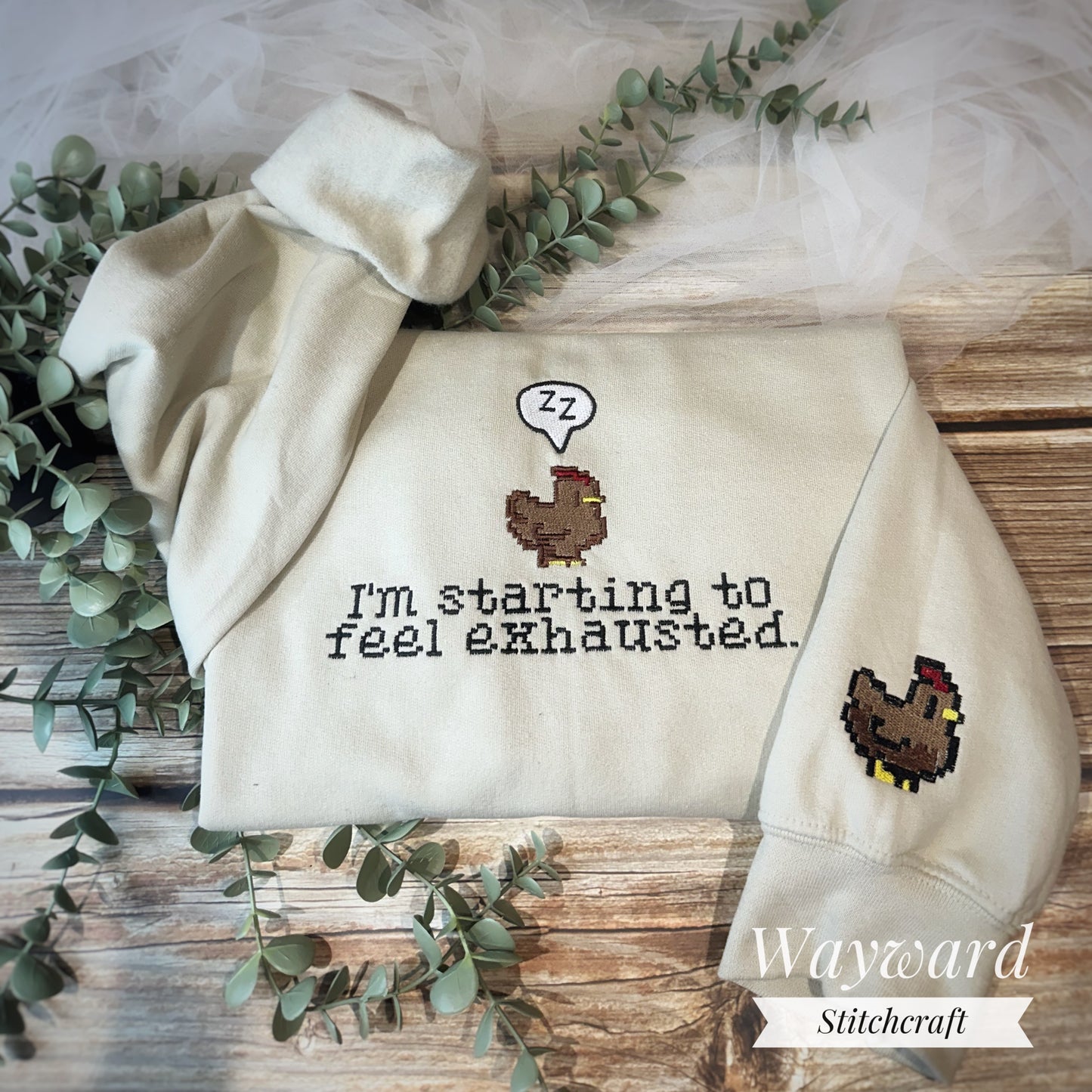 Exhausted Chicken Embroidered Sweatshirt