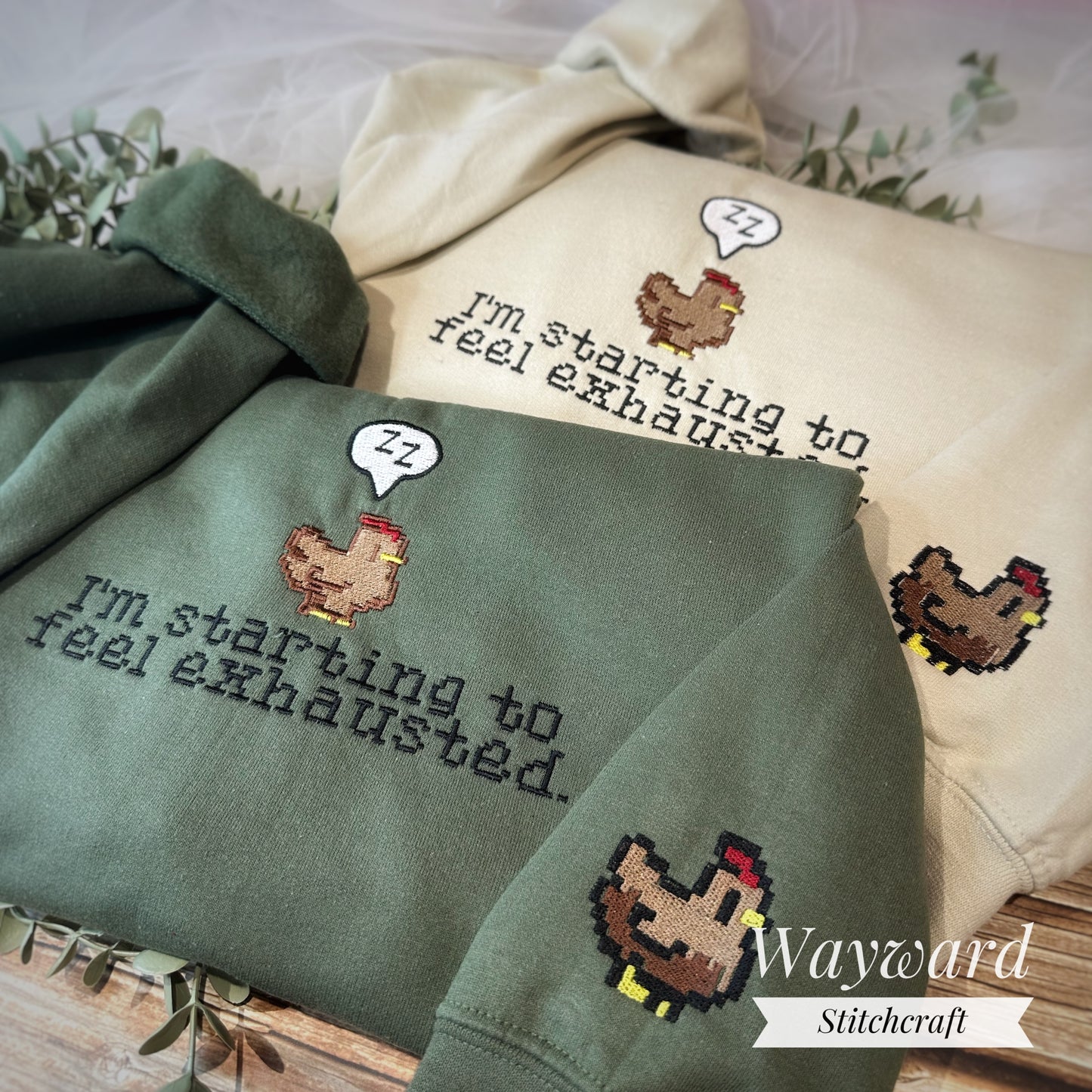 Exhausted Chicken Embroidered Sweatshirt