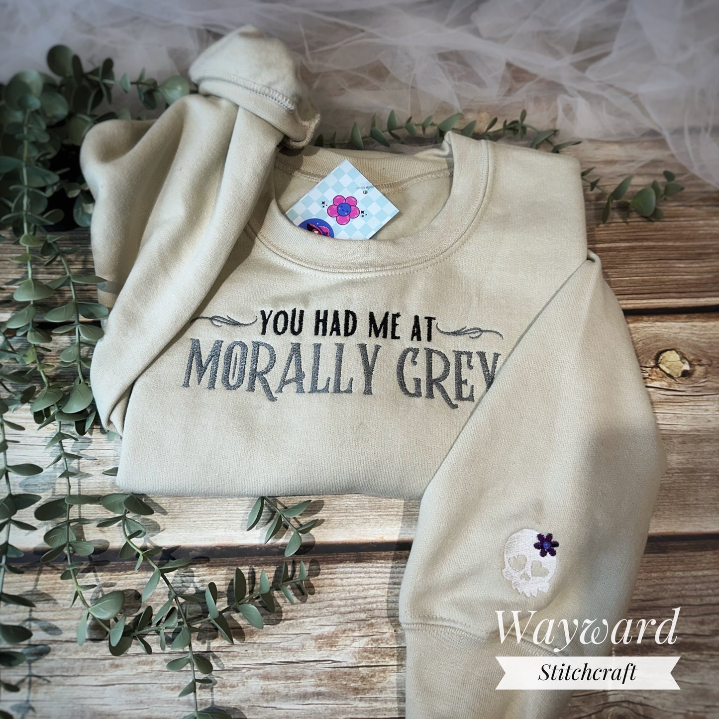 Morally Grey Embroidered Sweatshirt
