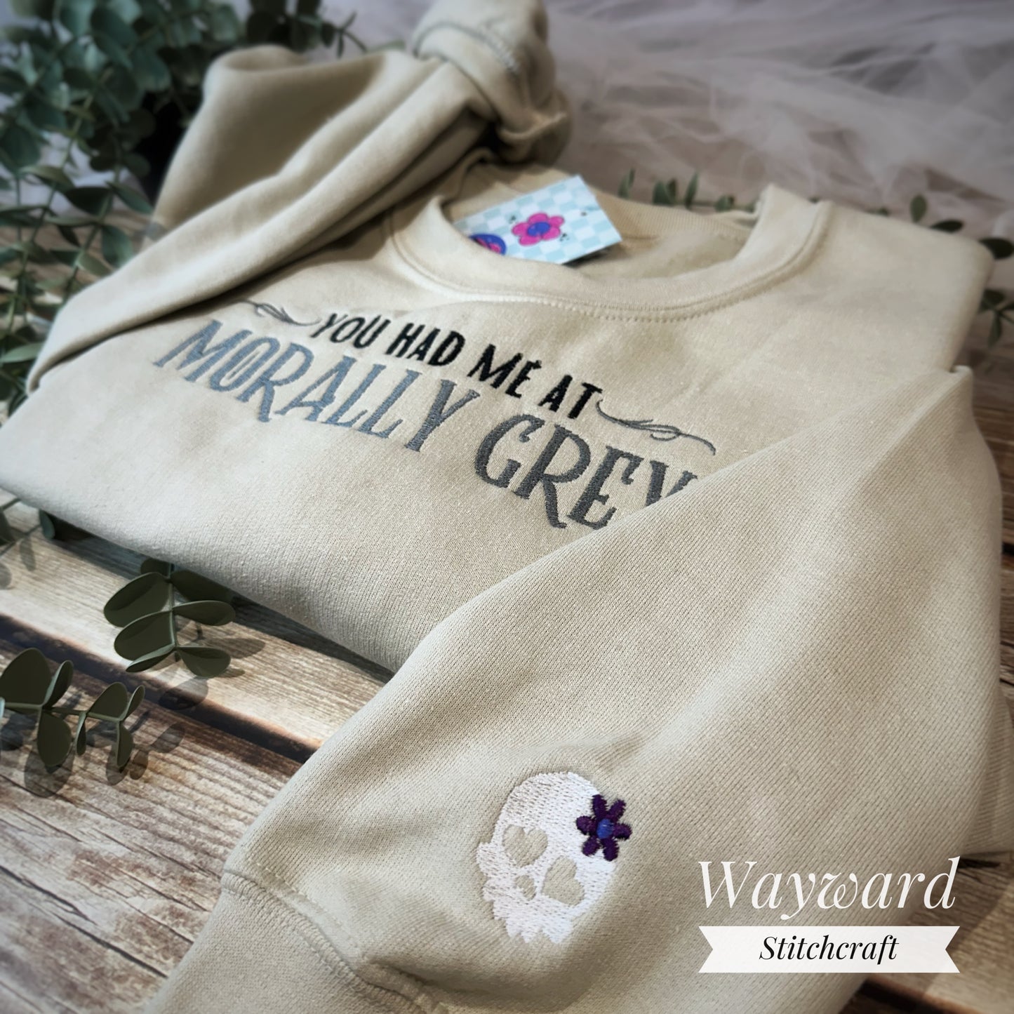 Morally Grey Embroidered Sweatshirt