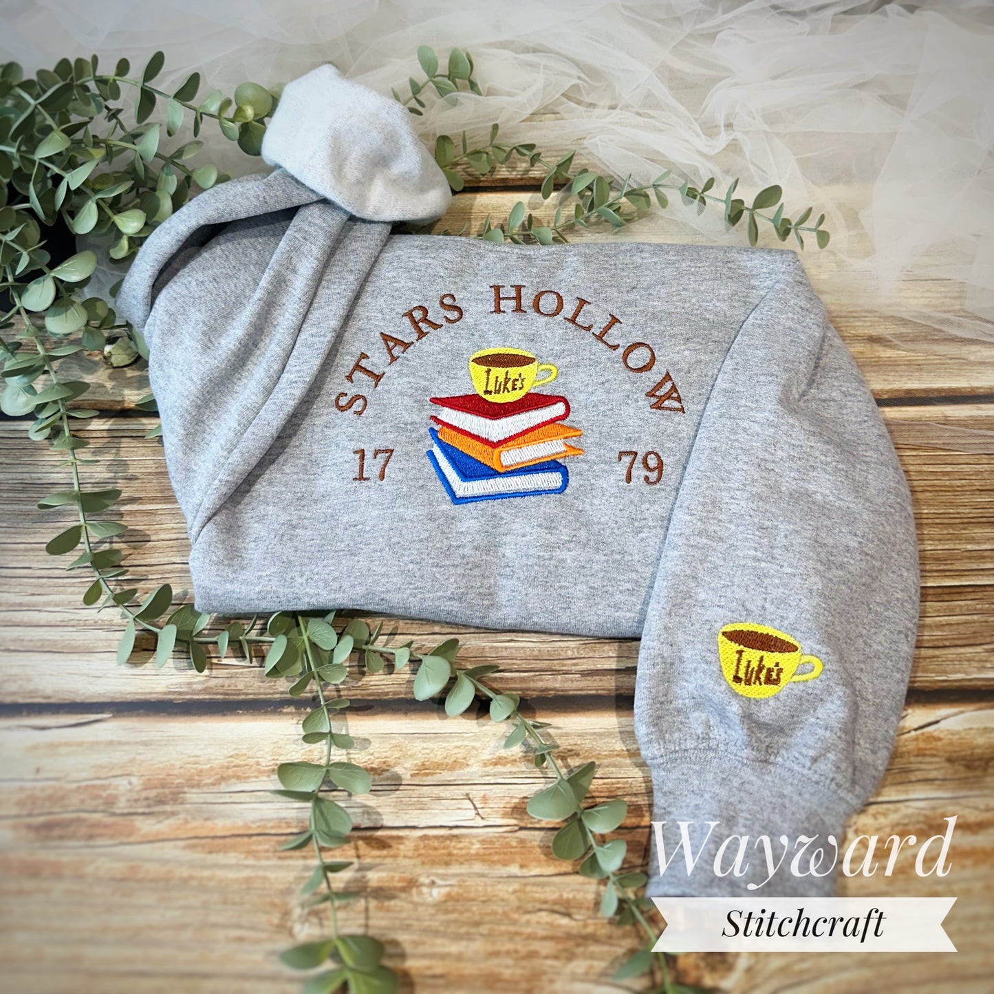 Stars Hollow Books Embroidered Sweatshirt