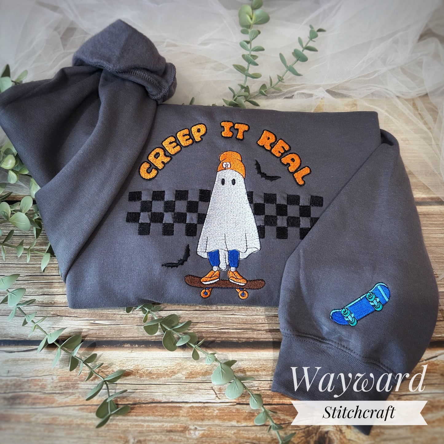 Creep It Real Ghost Embroidered Sweatshirt
