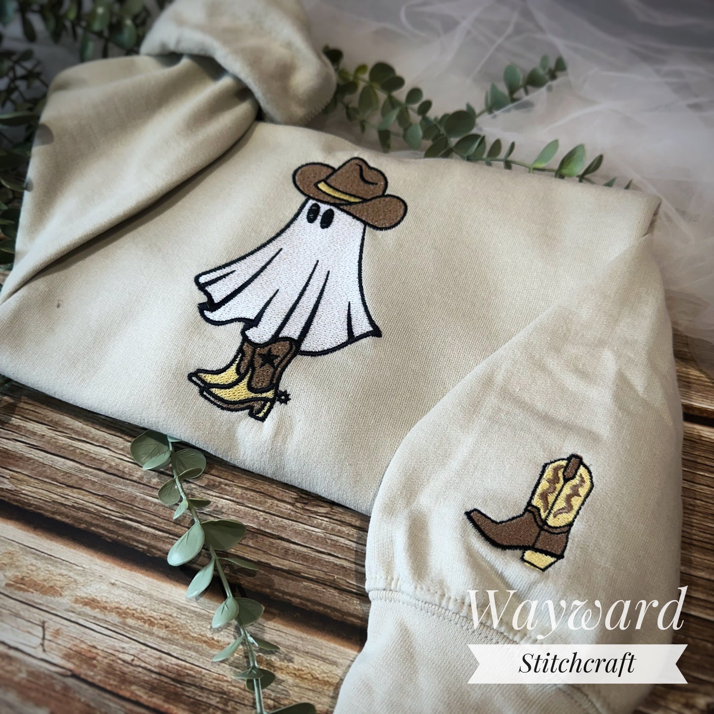 Spooky Western Ghost Embroidered Sweatshirt