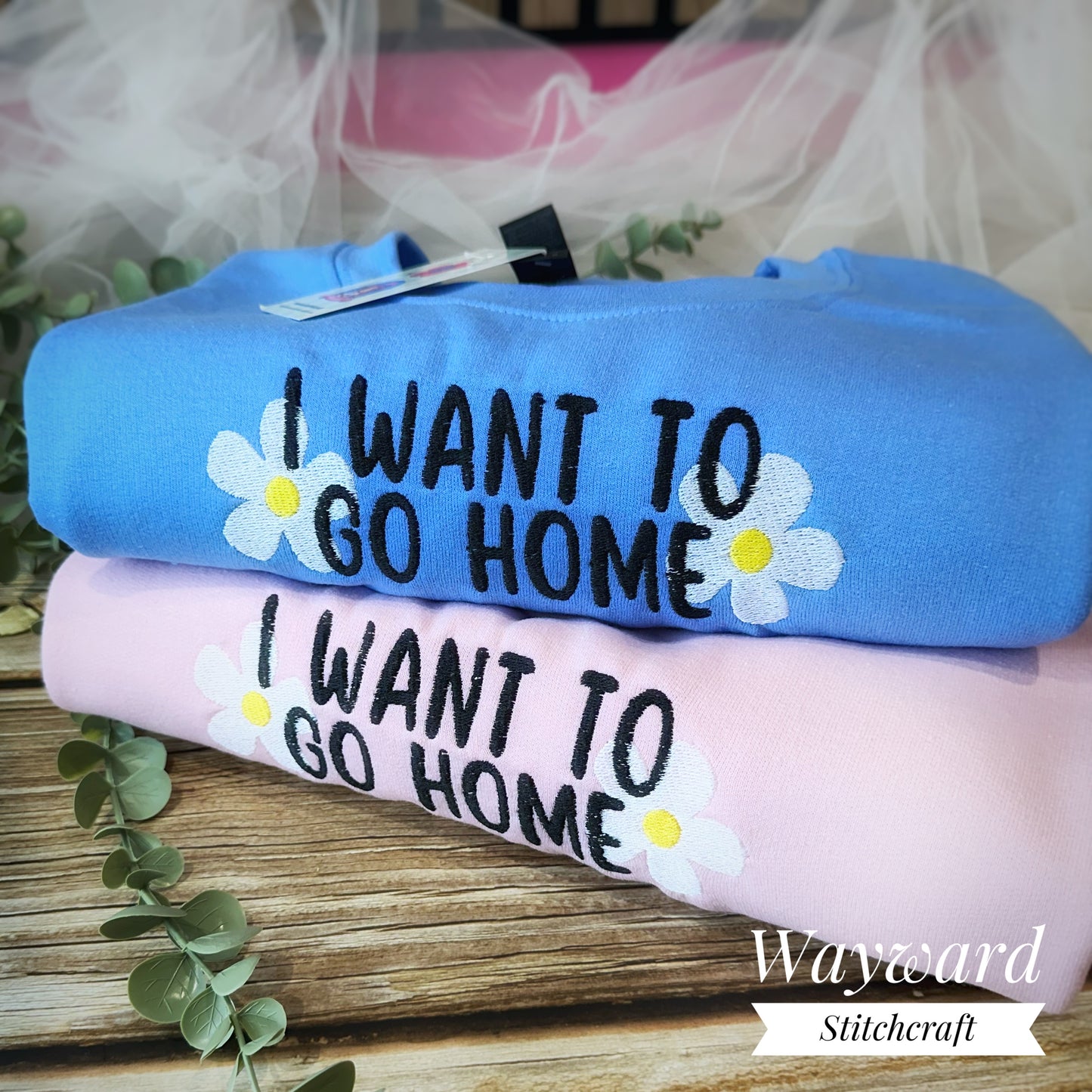 I Want To Go Home Slogan Embroidered Sweatshirt