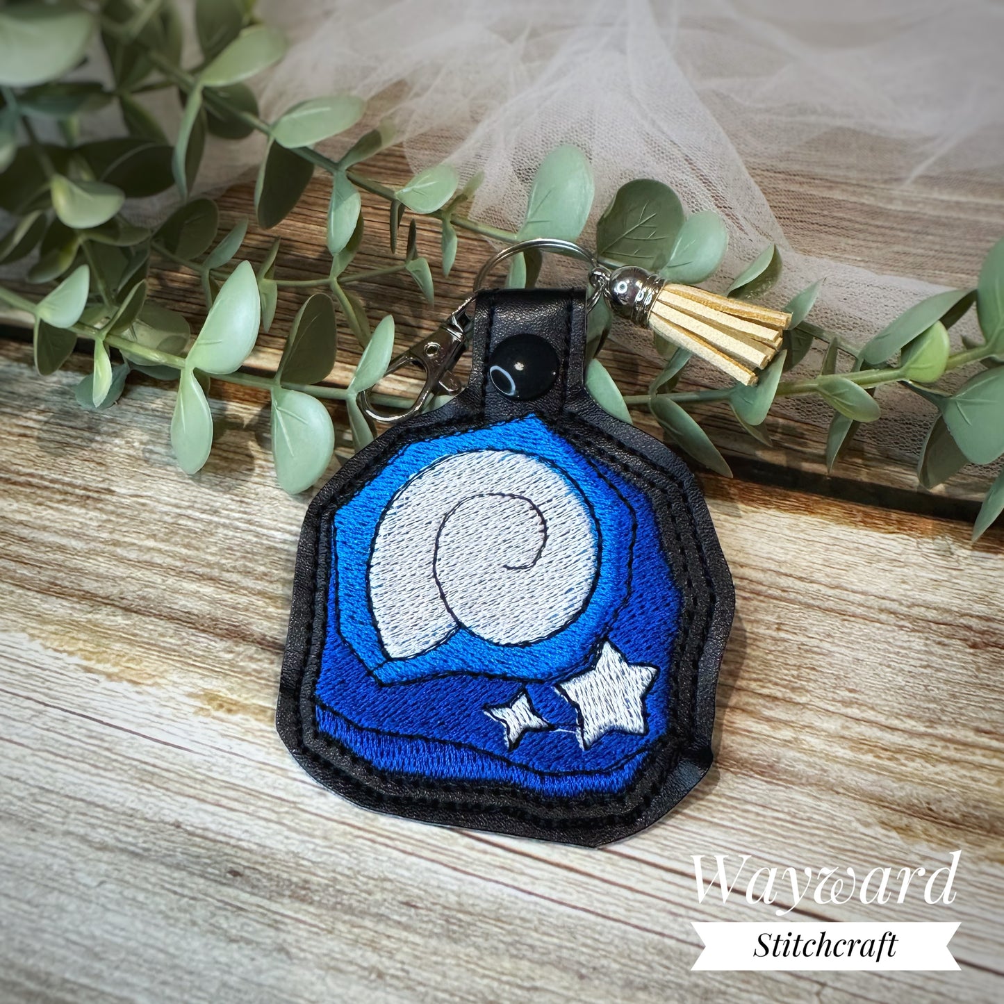 ACNH Fossil Embroidered Leatherette Keyring