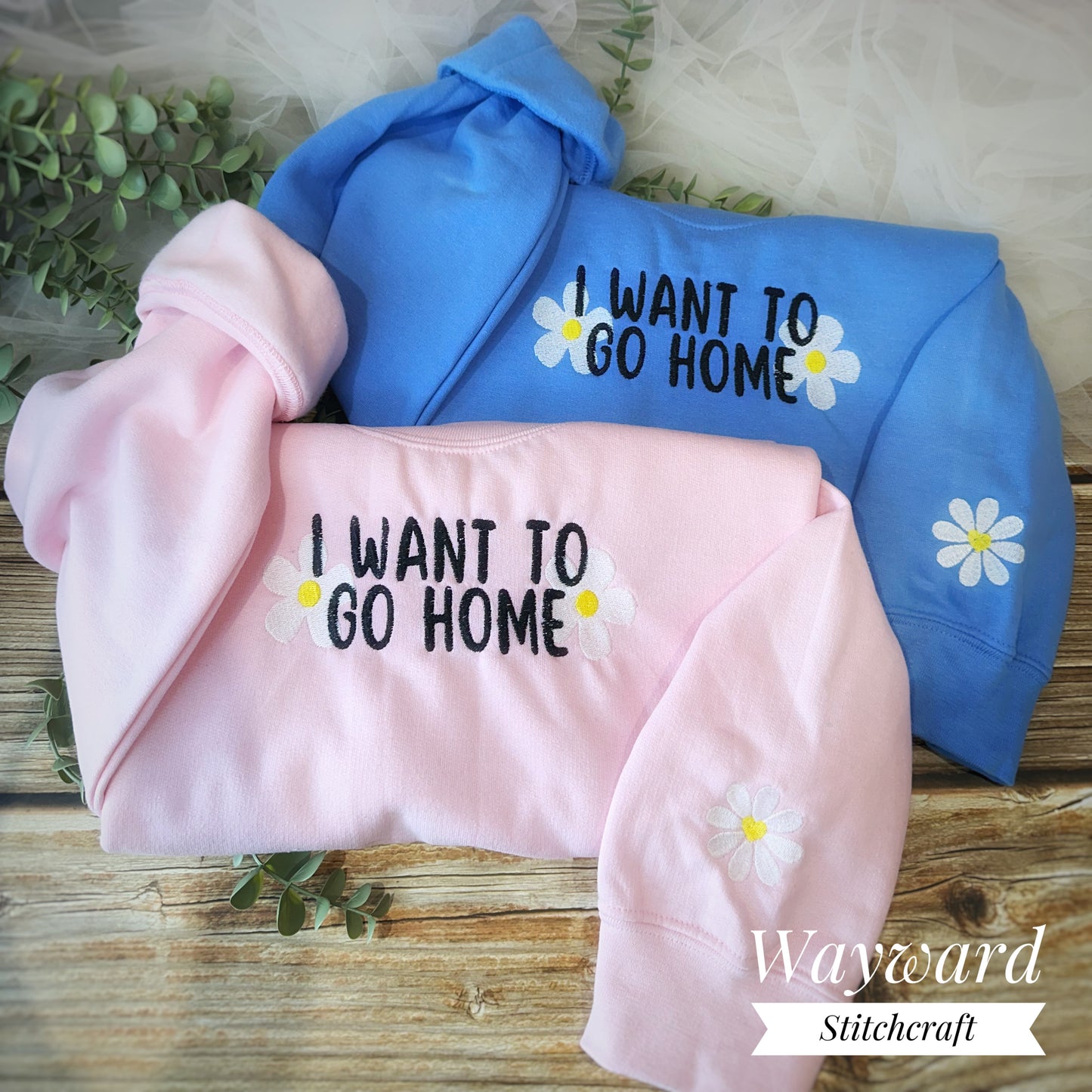I Want To Go Home Slogan Embroidered Sweatshirt