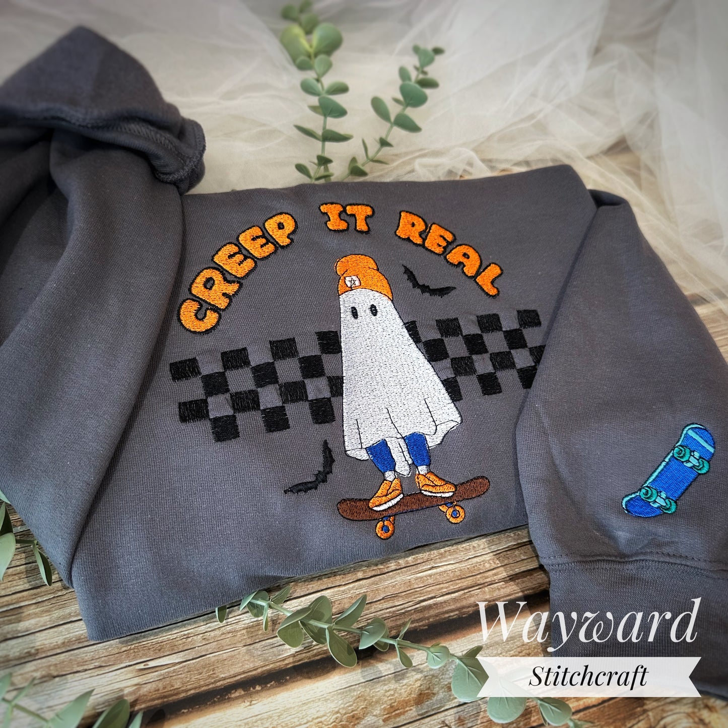Creep It Real Ghost Embroidered Sweatshirt