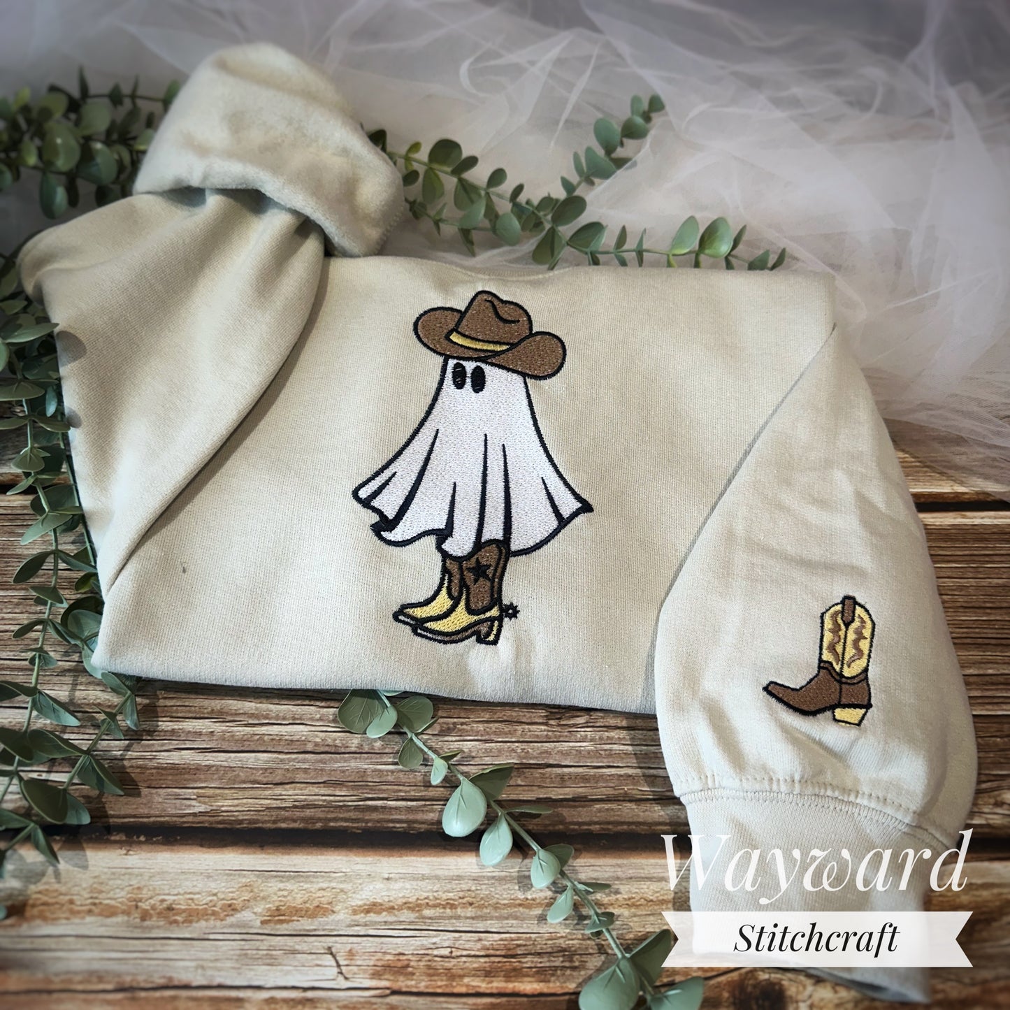 Spooky Western Ghost Embroidered Sweatshirt