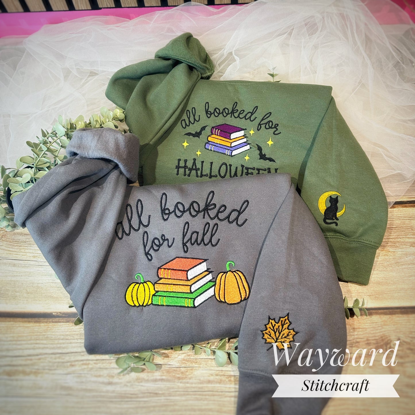 All Booked For Halloween Embroidered Sweatshirt