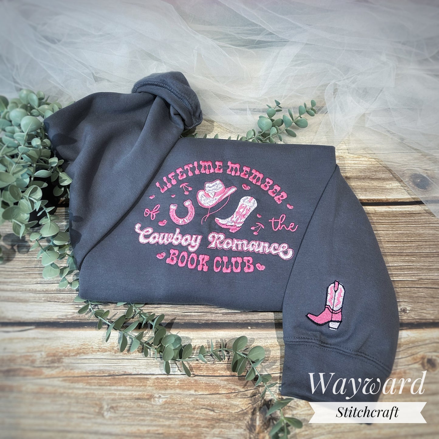 Cowboy Romance Book Club Embroidered Sweatshirt