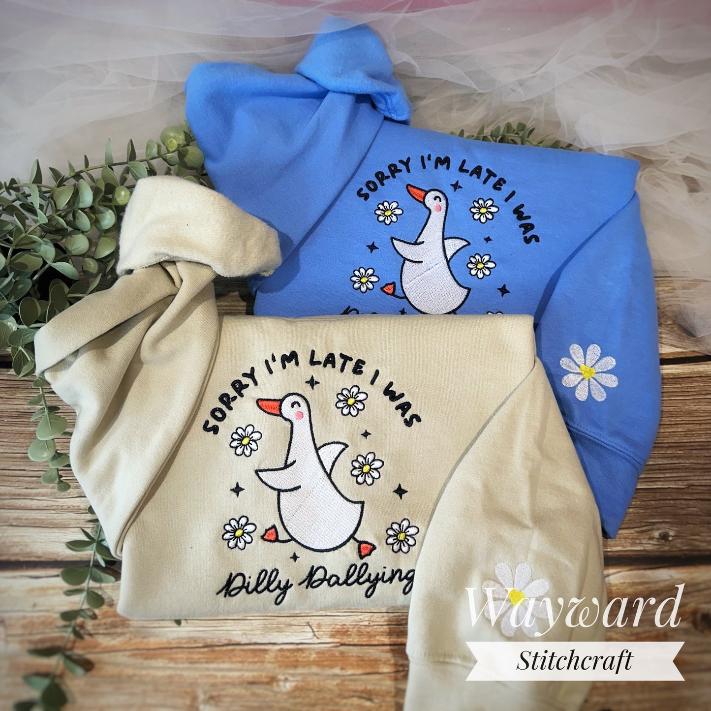 Dilly Dallying Goose Embroidered Sweatshirt