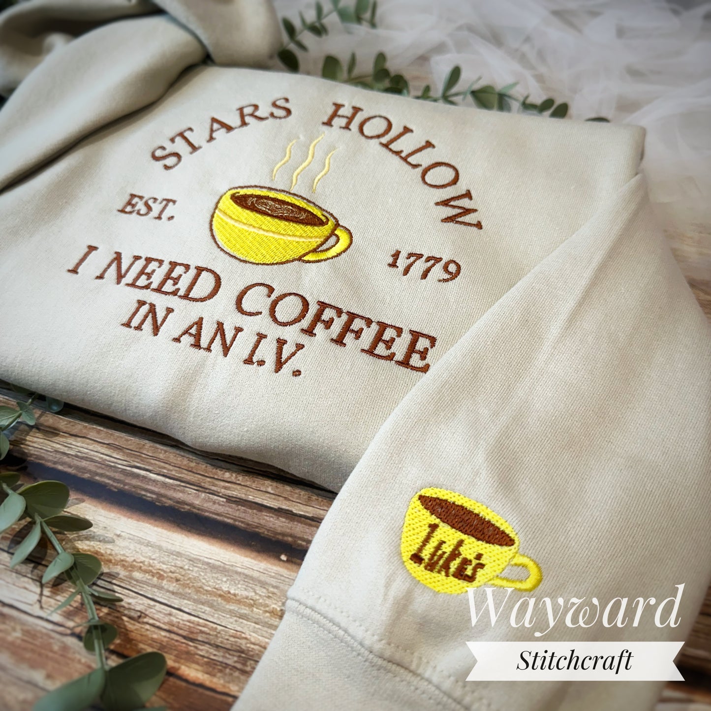 Stars Hollow Coffee Embroidered Sweatshirt