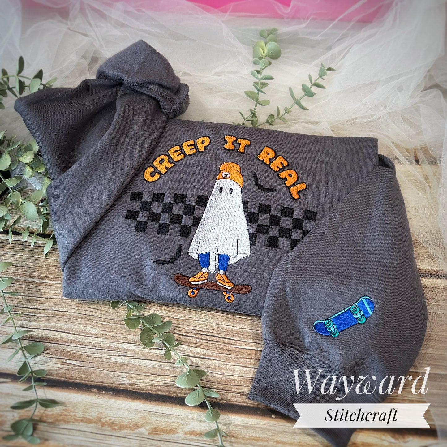 Creep It Real Ghost Embroidered Sweatshirt