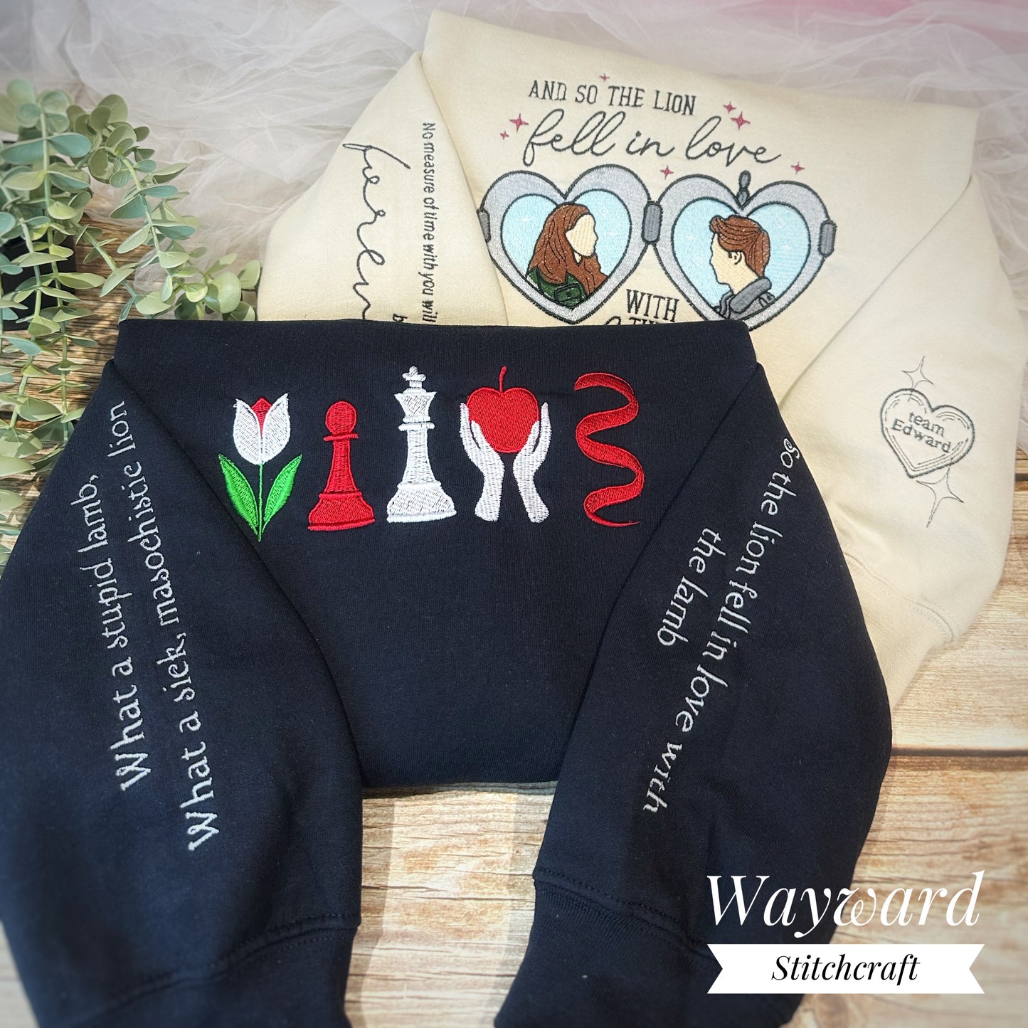 Twilight Book Cover Inspired Embroidered Sweatshirt