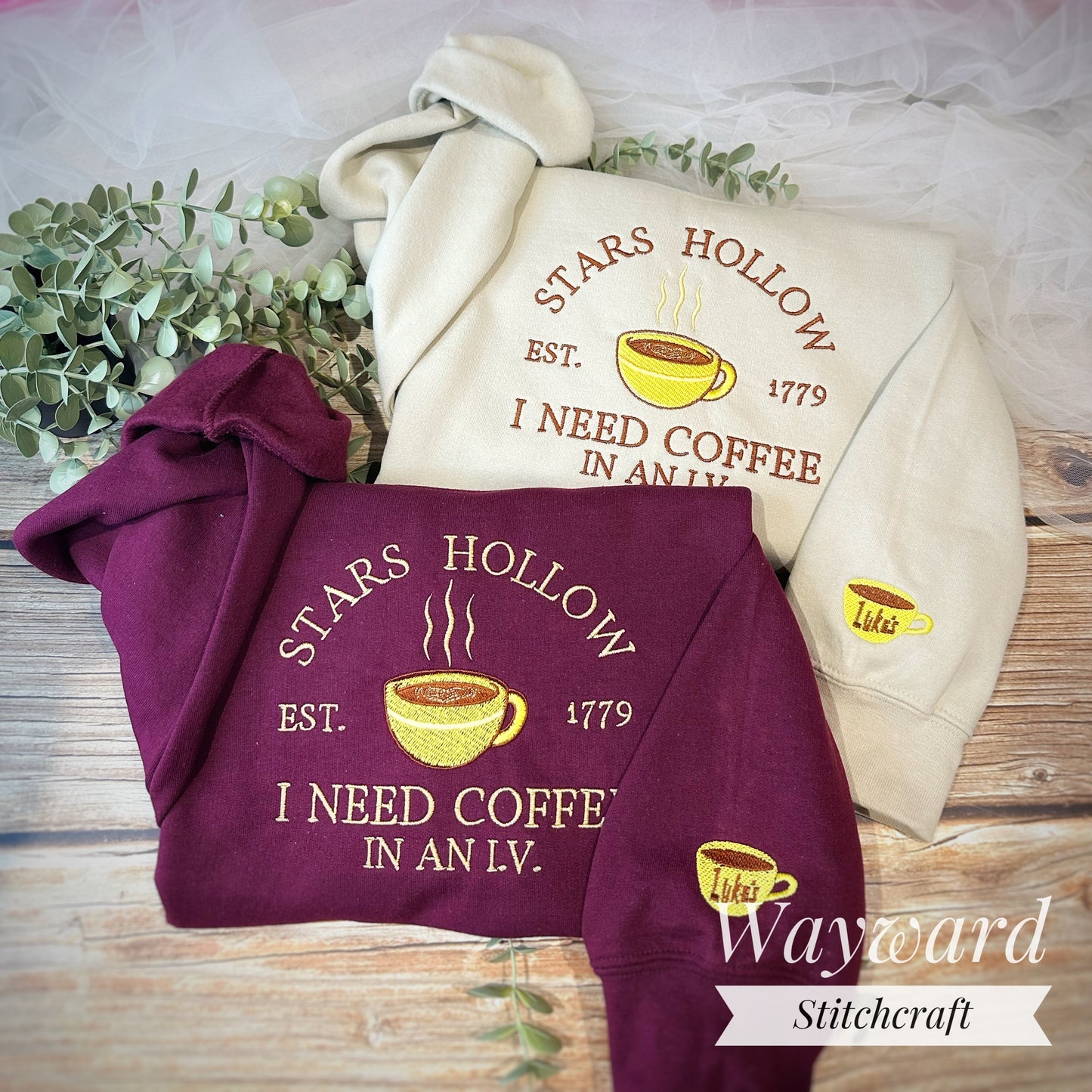 Stars Hollow Coffee Embroidered Sweatshirt