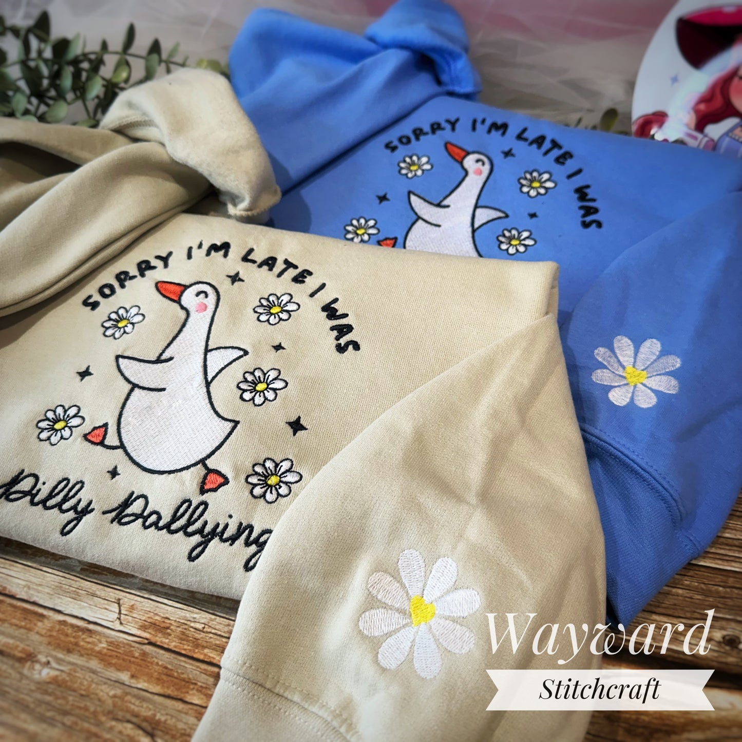 Dilly Dallying Goose Embroidered Sweatshirt