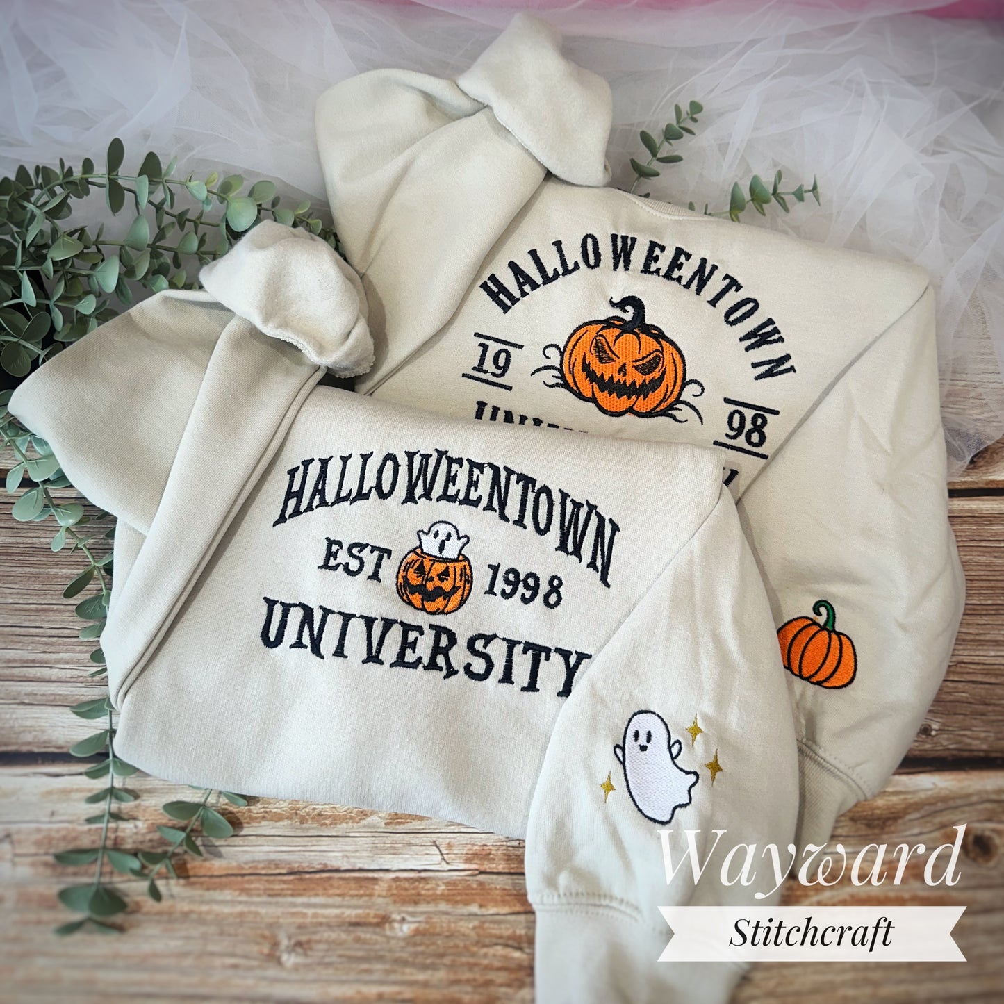 Halloween Town University Ghost Embroidered Sweatshirt
