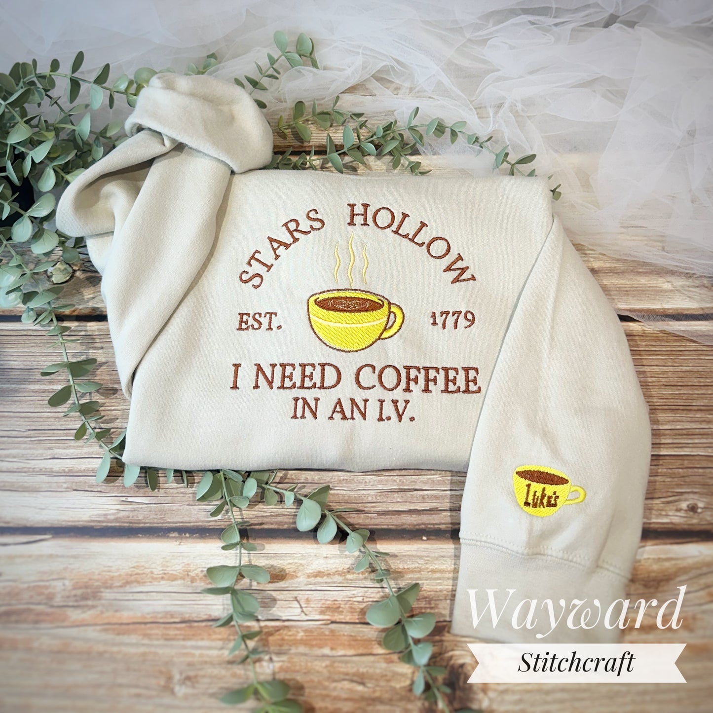Stars Hollow Coffee Embroidered Sweatshirt
