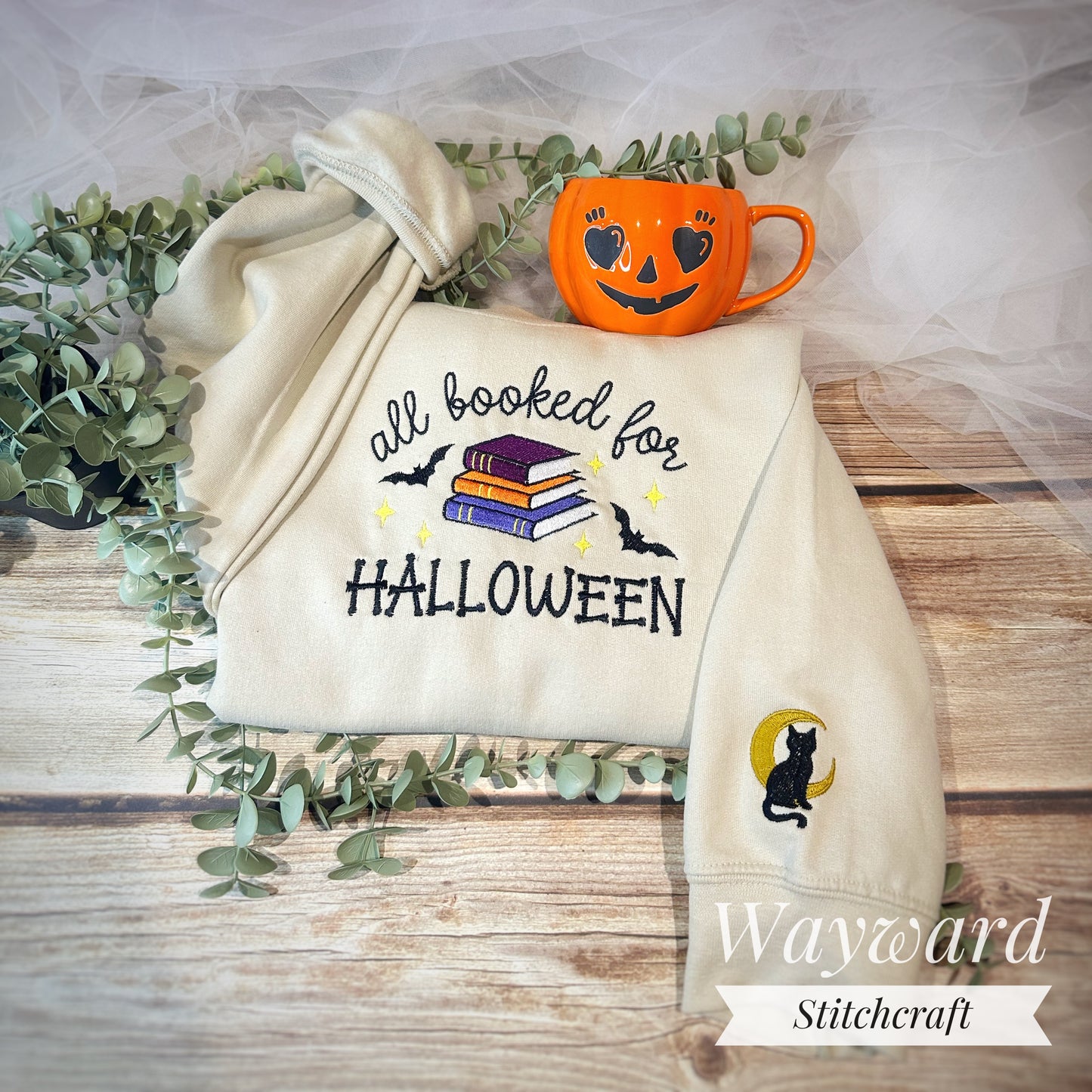 All Booked For Halloween Embroidered Sweatshirt