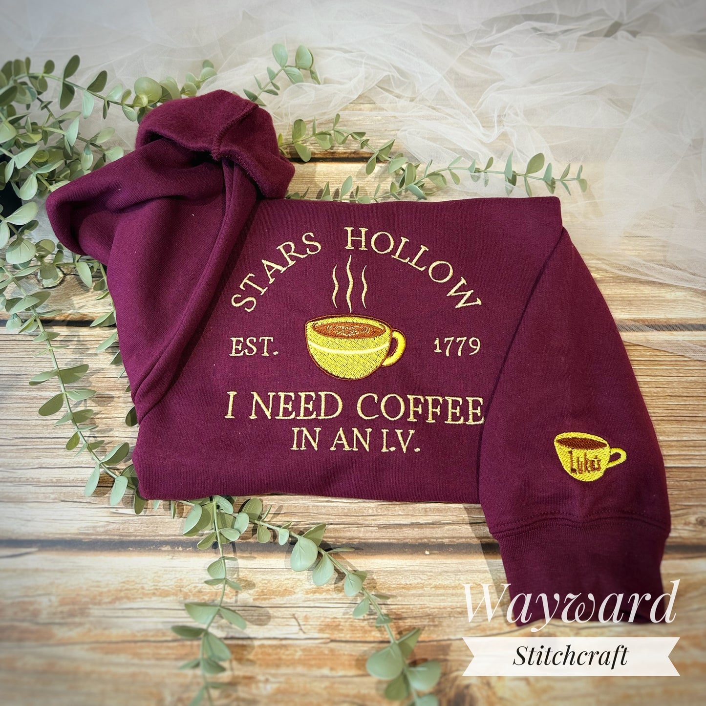 Stars Hollow Coffee Embroidered Sweatshirt