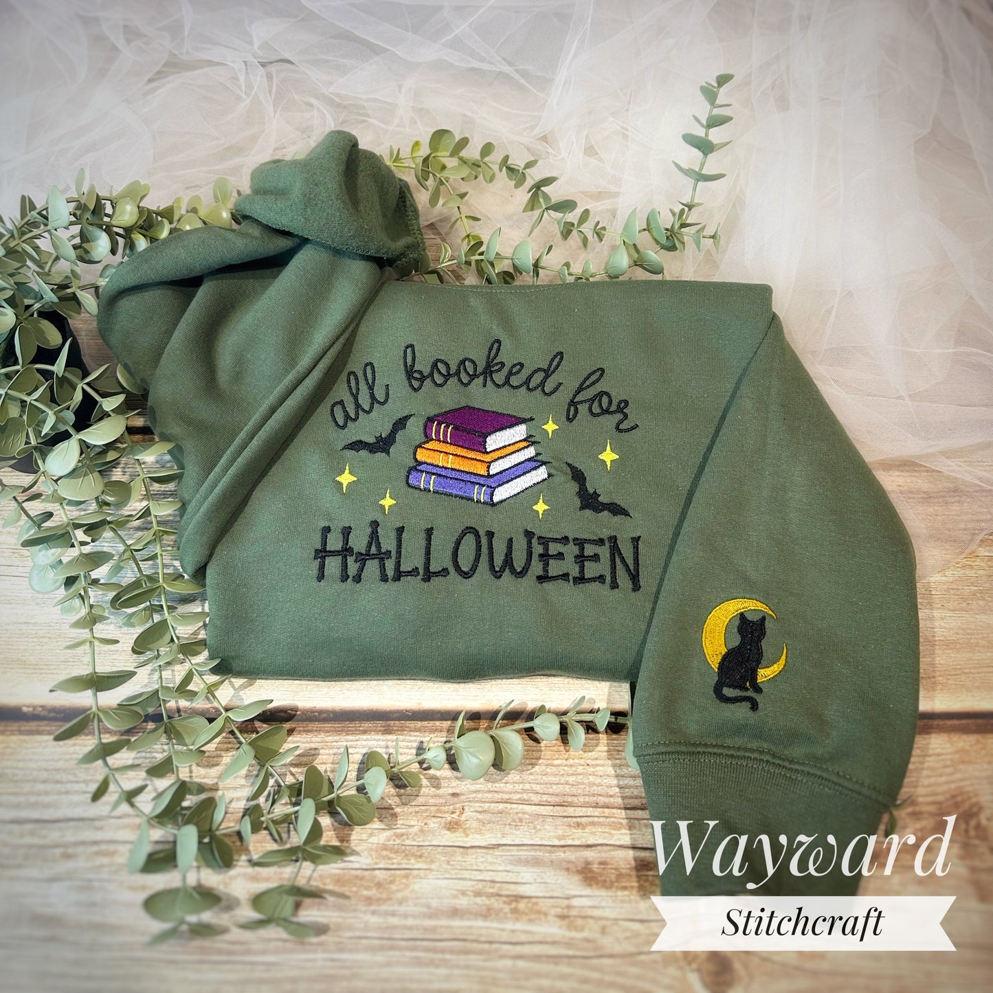 All Booked For Halloween Embroidered Sweatshirt