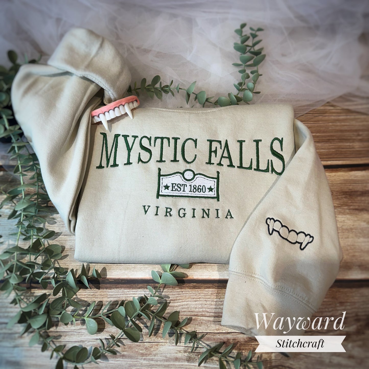 Mystic Falls Sign Embroidered Sweatshirt