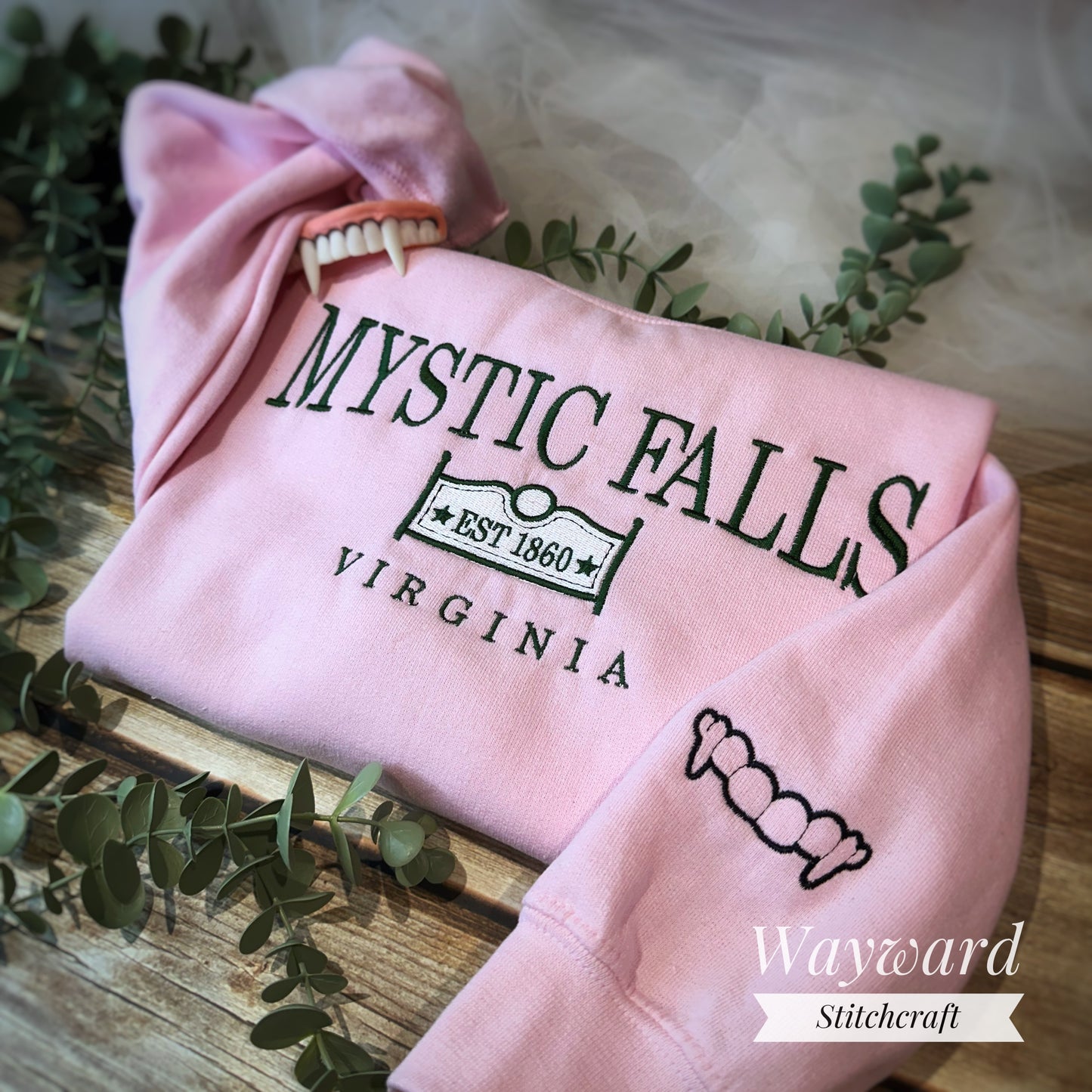 Mystic Falls Sign Embroidered Sweatshirt