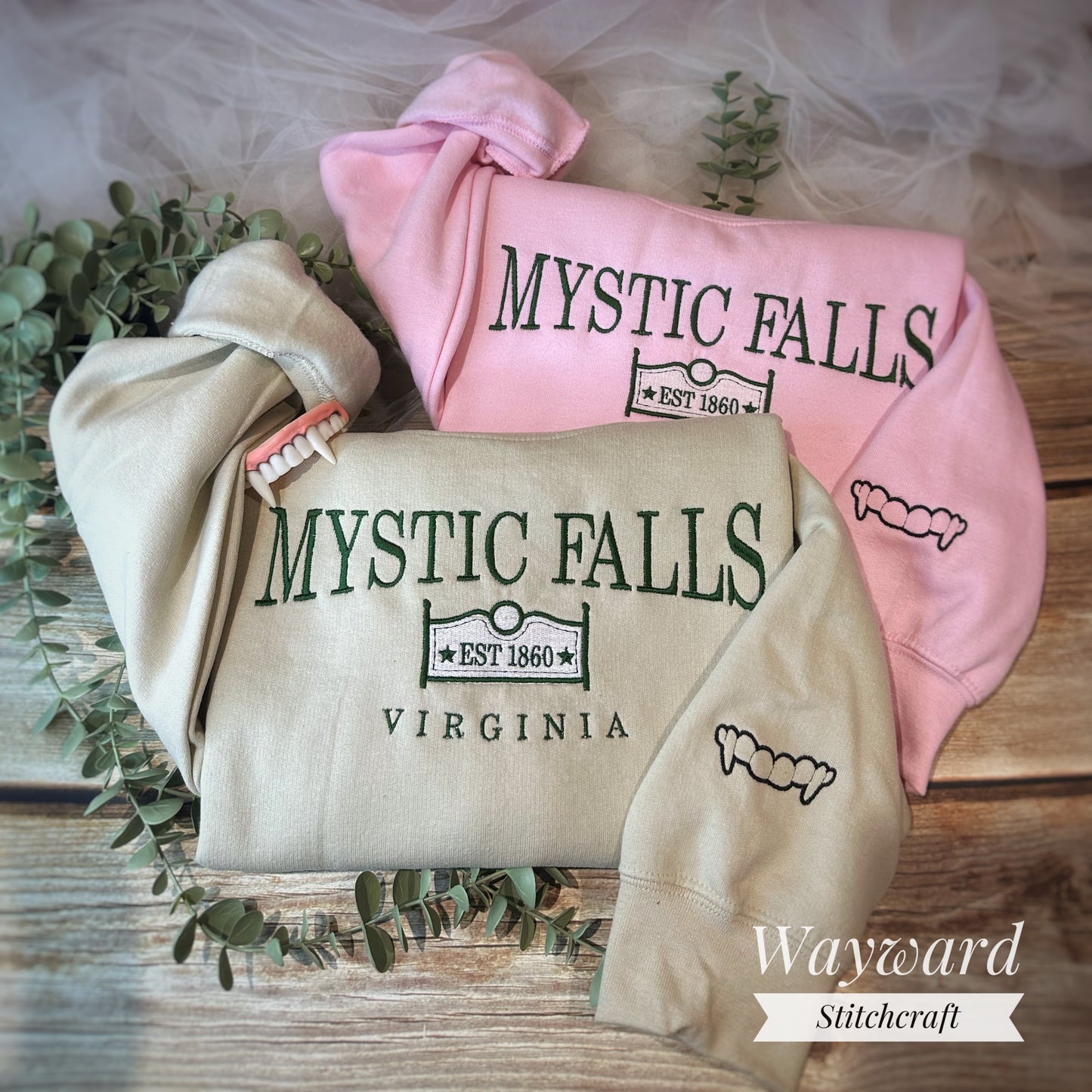 Mystic Falls Sign Embroidered Sweatshirt