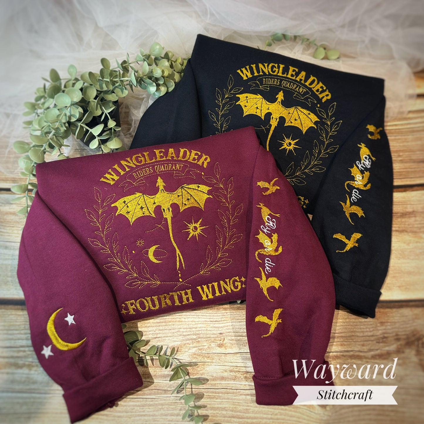 Wingleader Fourth Wing Inspired Embroidered Sweatshirt