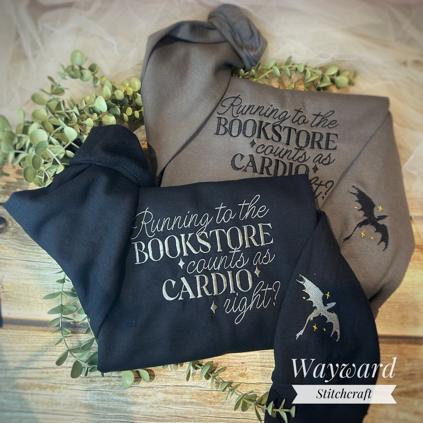Running To The Bookstore Embroidered Sweatshirt