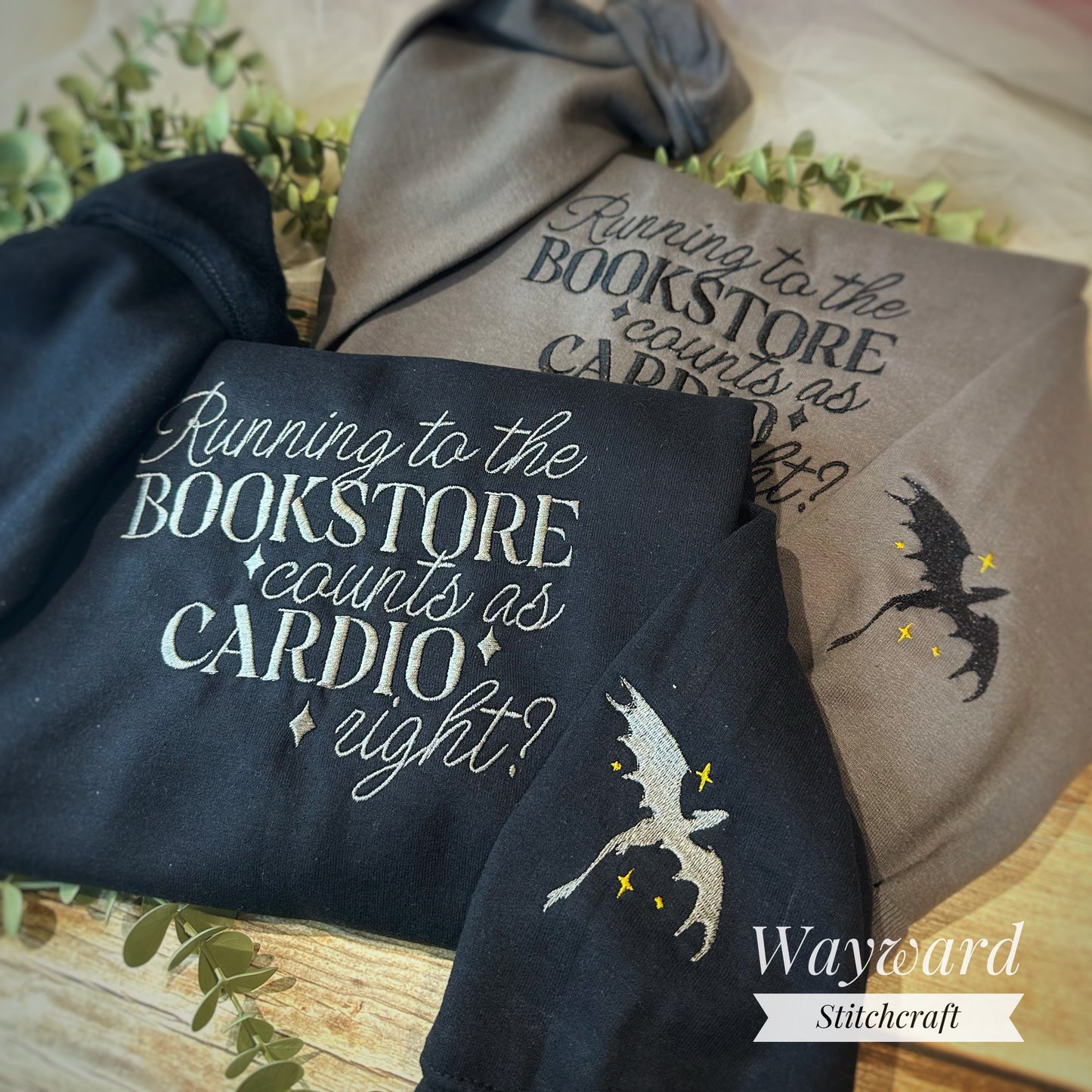 Running To The Bookstore Embroidered Sweatshirt