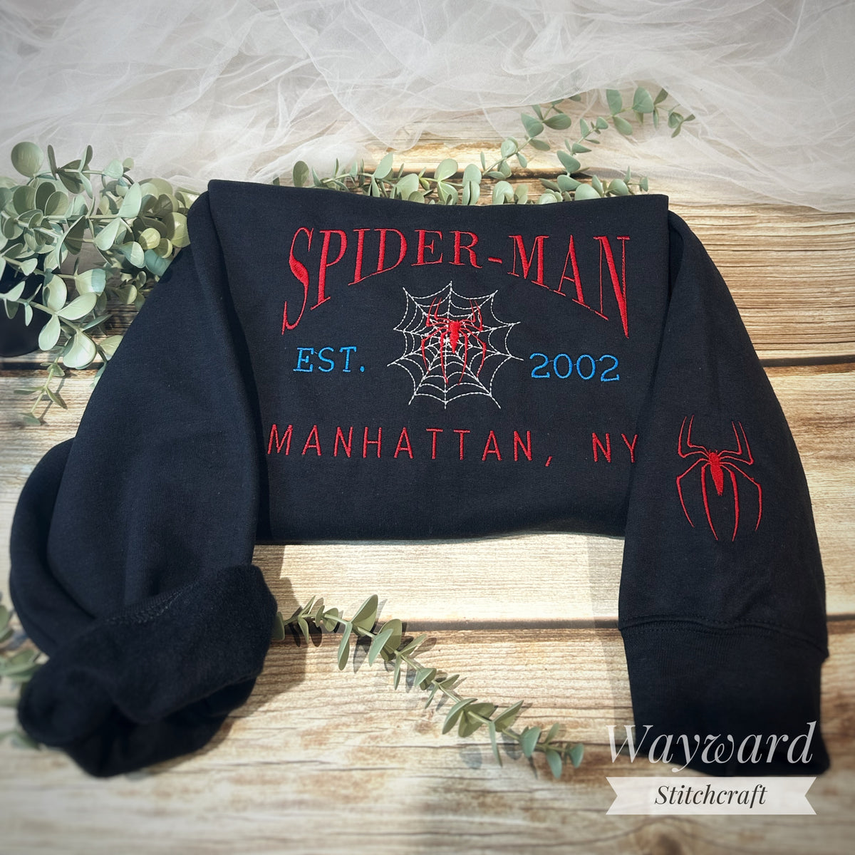 Spiderman Inspired Embroidered Sweatshirt