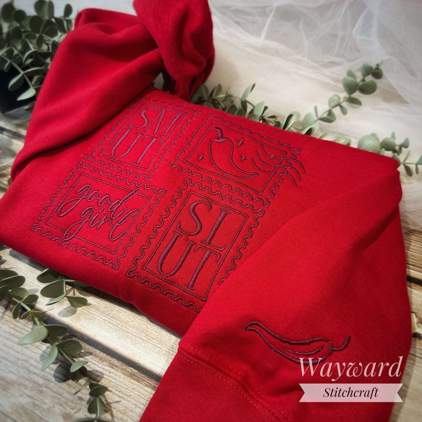 Dark Romance Stamps Embroidered Sweatshirt