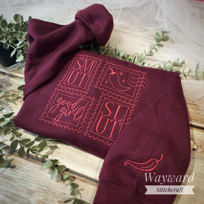 Dark Romance Stamps Embroidered Sweatshirt