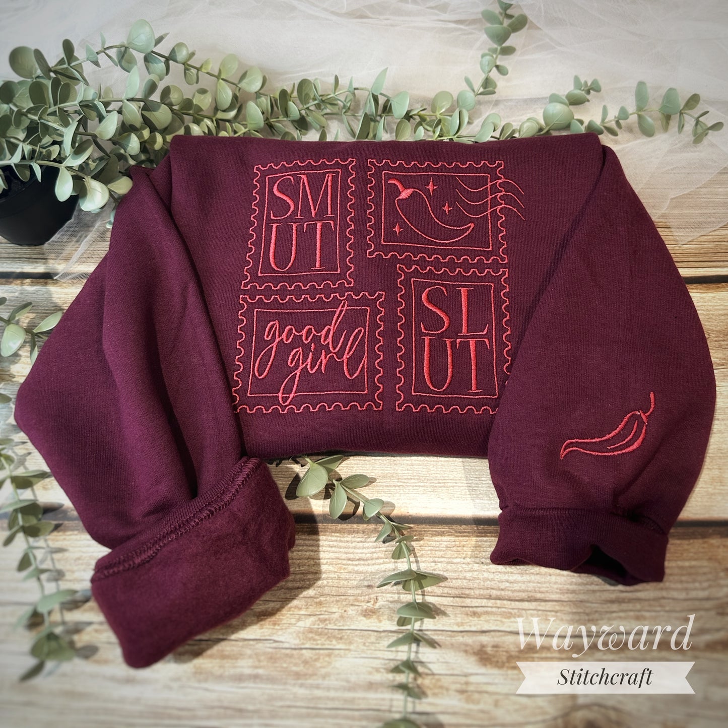 Dark Romance Stamps Embroidered Sweatshirt