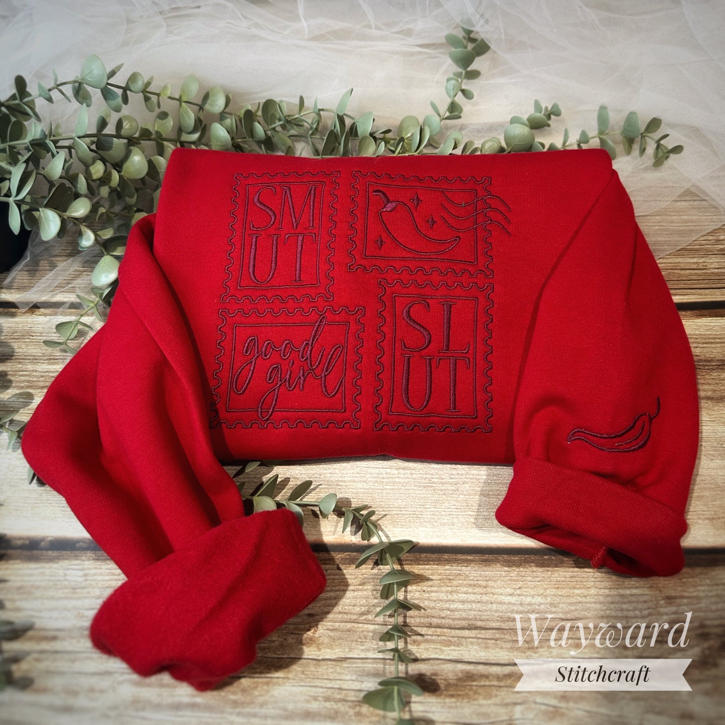 Dark Romance Stamps Embroidered Sweatshirt