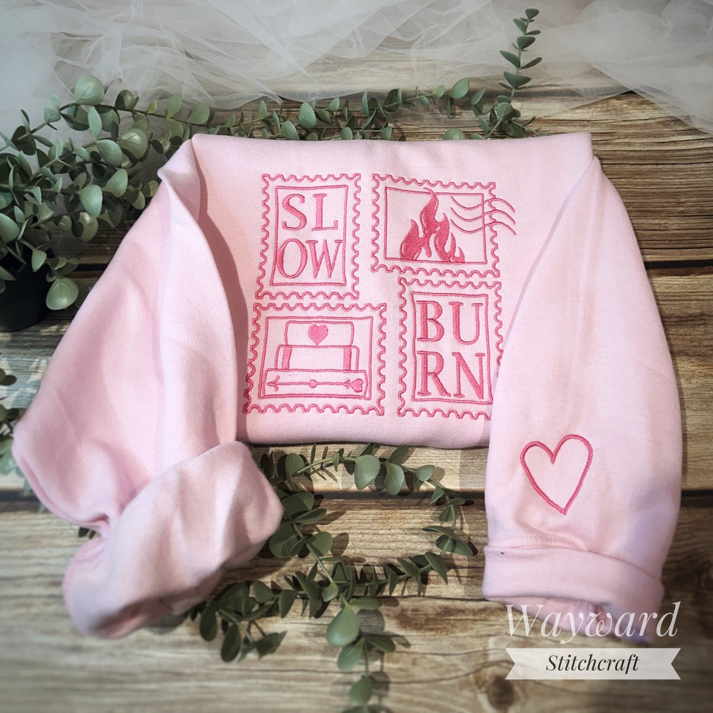 Slow Burn Stamps Embroidered Sweatshirt