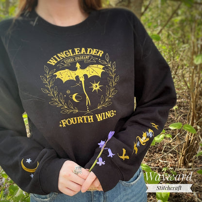 Wingleader Fourth Wing Inspired Embroidered Sweatshirt