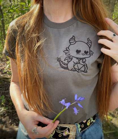 Dragon With Dice Embroidered T-Shirt