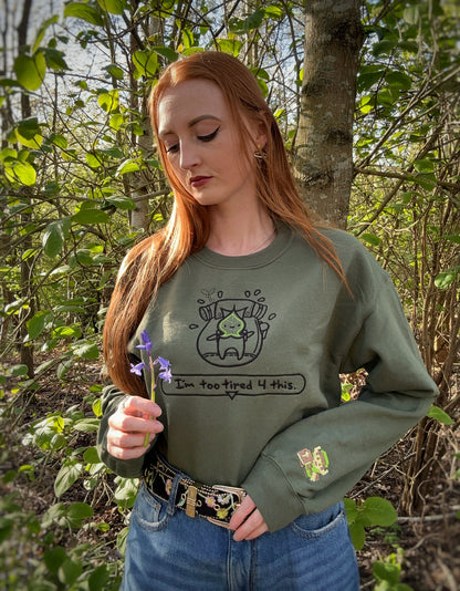 Korok Too Tired 4 This Embroidered Sweatshirt