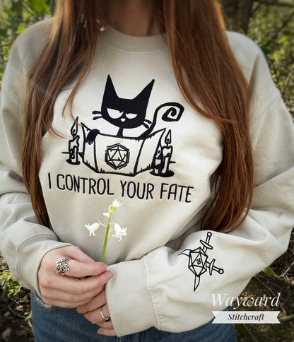 Control Your Fate Gamer Kitty Embroidered Sweatshirt