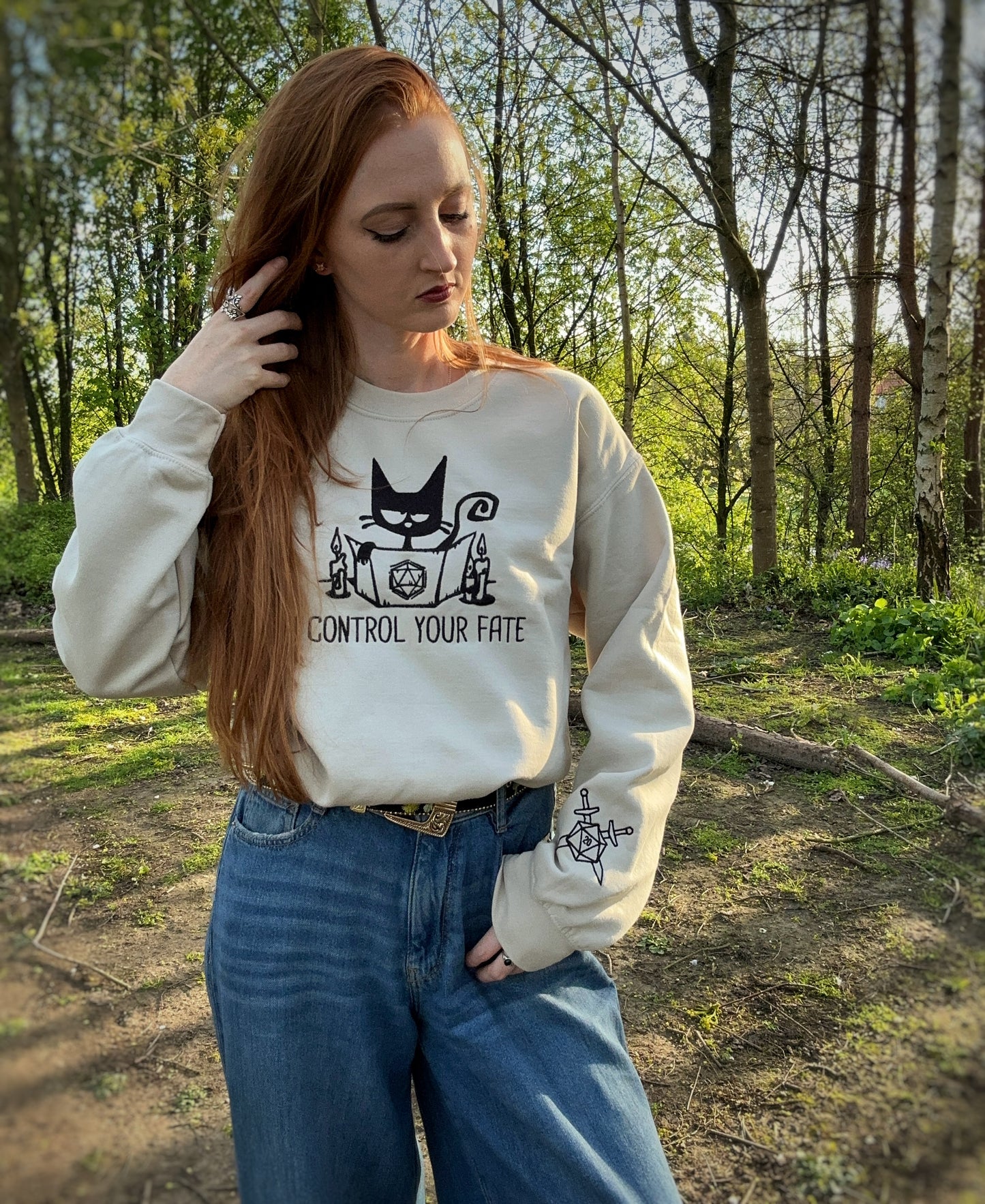 Control Your Fate Gamer Kitty Embroidered Sweatshirt