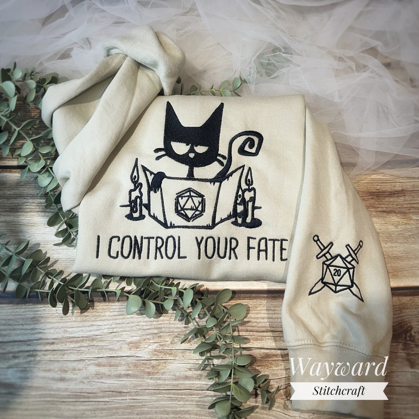 Control Your Fate Gamer Kitty Embroidered Sweatshirt