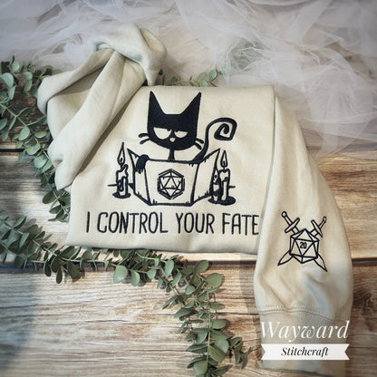 Control Your Fate Gamer Kitty Embroidered Sweatshirt