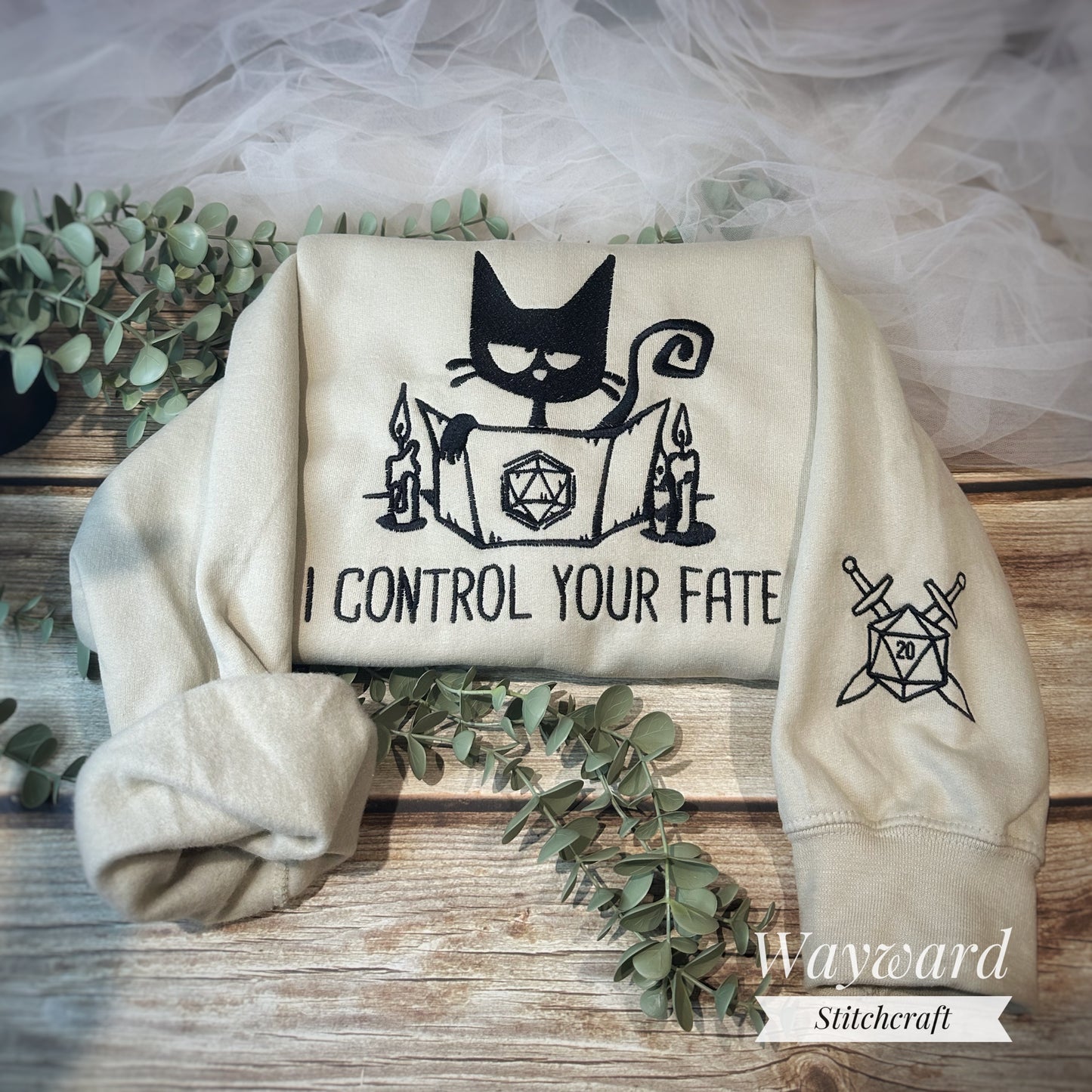Control Your Fate Gamer Kitty Embroidered Sweatshirt