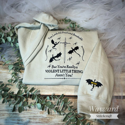 Violent Little Thing Slogan Embroidered Sweatshirt